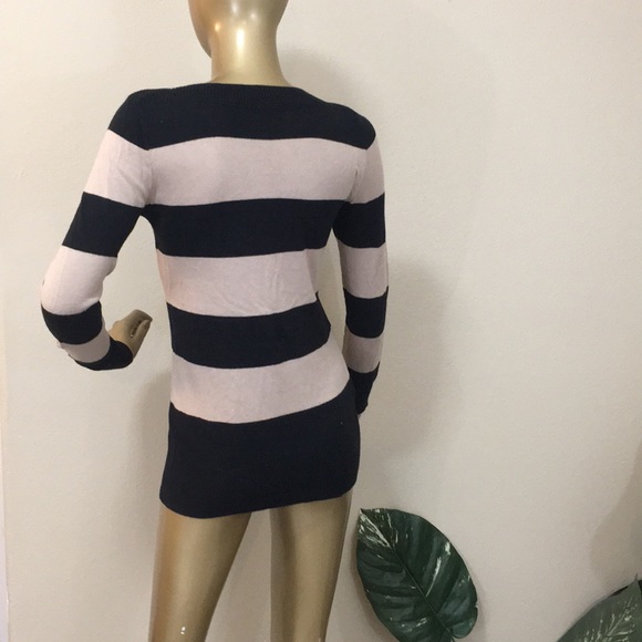 ANN TAYLOR LOFT black tan stripe sweater, small - Picture 4 of 6